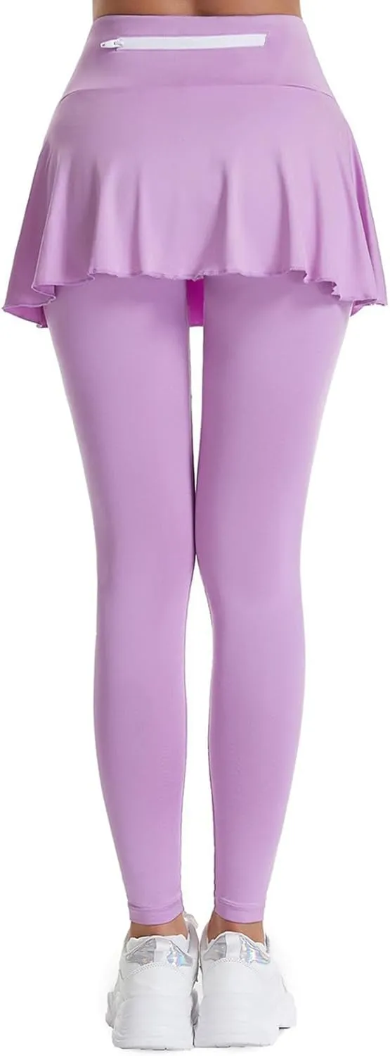 Scrunch Butt Leggings for Women Tummy Control High Waist Slim Gym Sports Yoga Leggings with Skirts Athletic Running