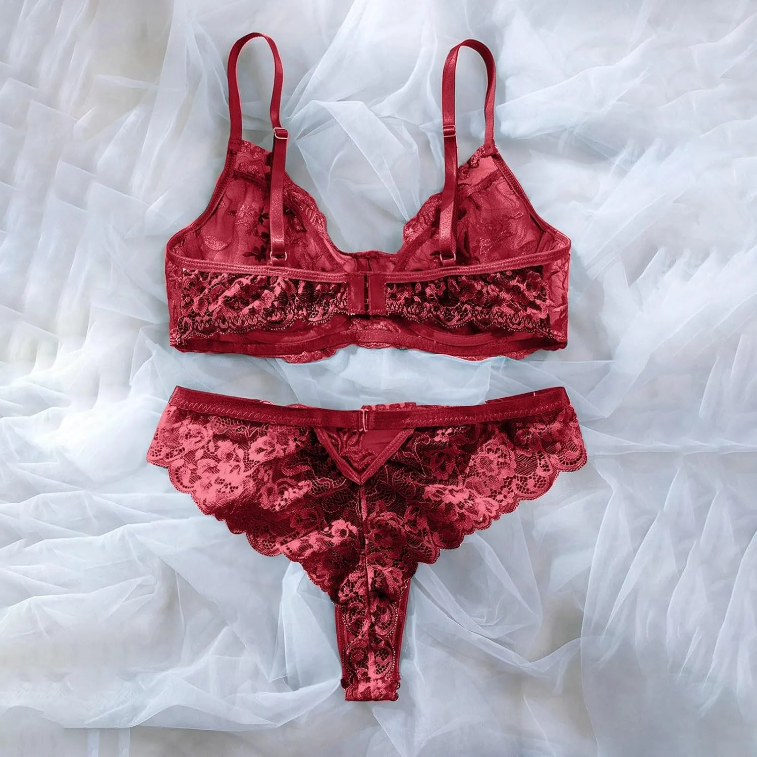 Sexy Lingerie for Women Super Stretchy Lace Bra and Panty Set Two Piece Sheer Bralette Temptation Exotic Underwear