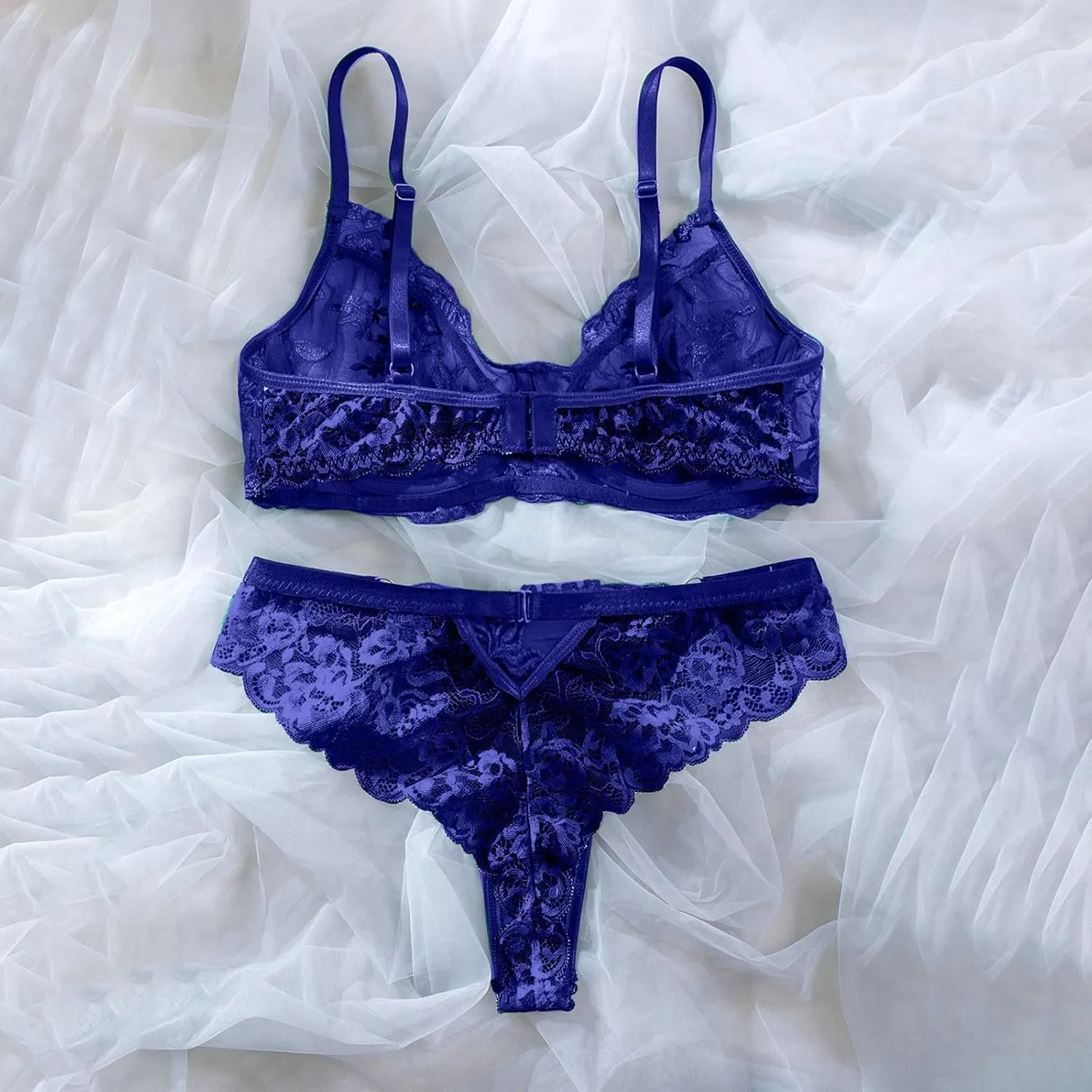 Sexy Lingerie for Women Super Stretchy Lace Bra and Panty Set Two Piece Sheer Bralette Temptation Exotic Underwear