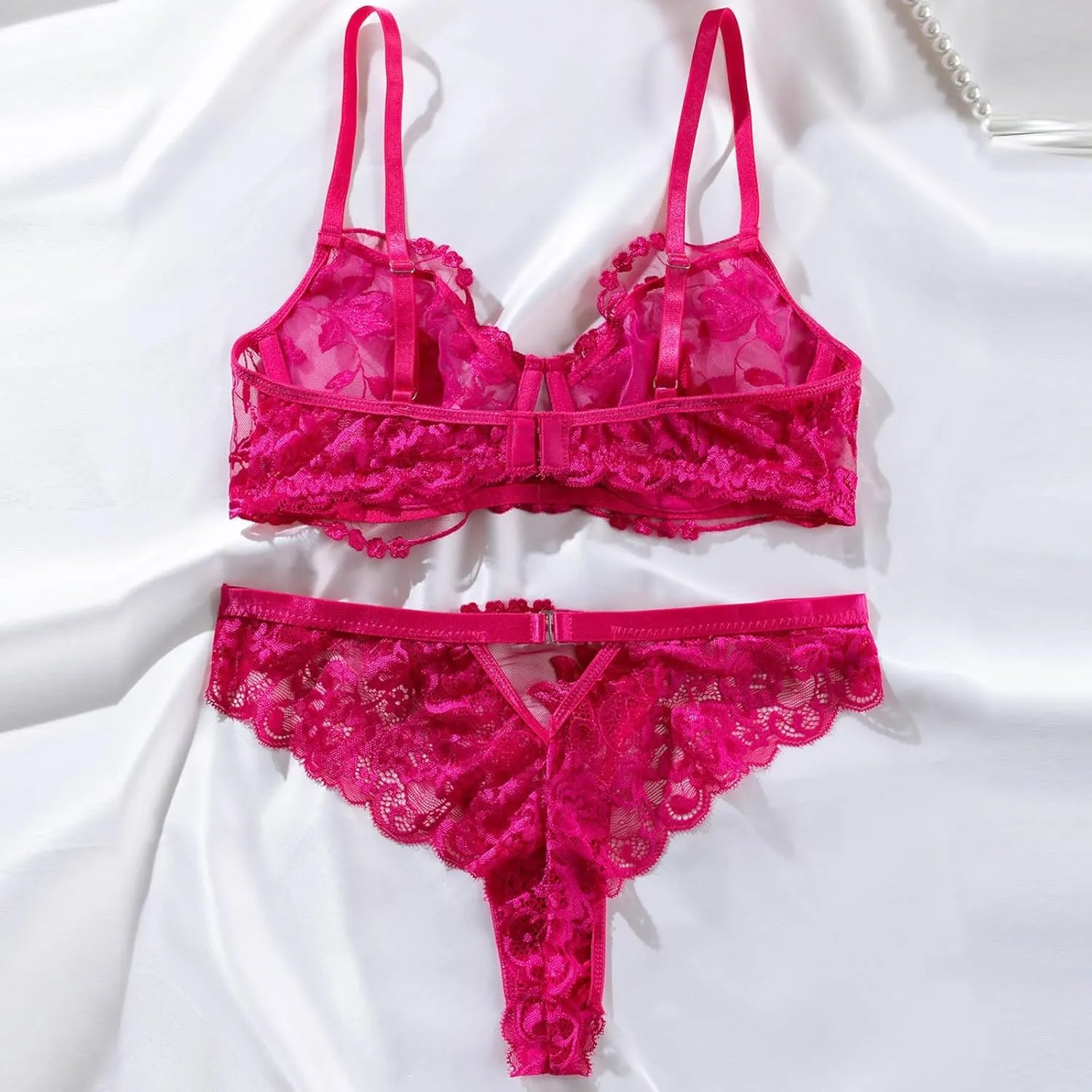 Sexy Lingerie for Women Super Stretchy Lace Bra and Panty Set Two Piece Sheer Bralette Temptation Exotic Underwear