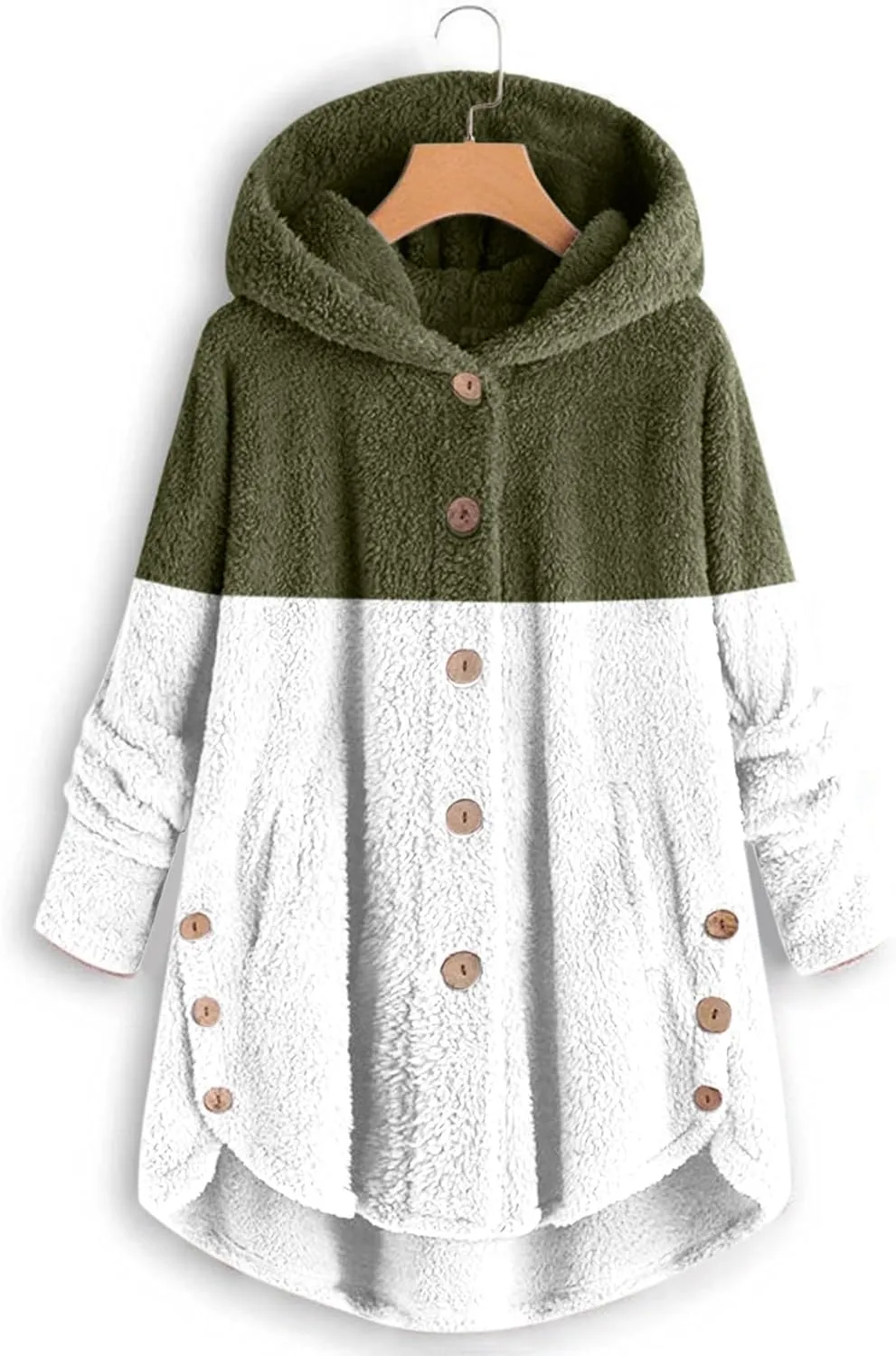 SHAOBGE Front Coat Women's Spliced Button Pocket Split Fashion Casual Long Sleeve Plush Coat Women plus Size Coats