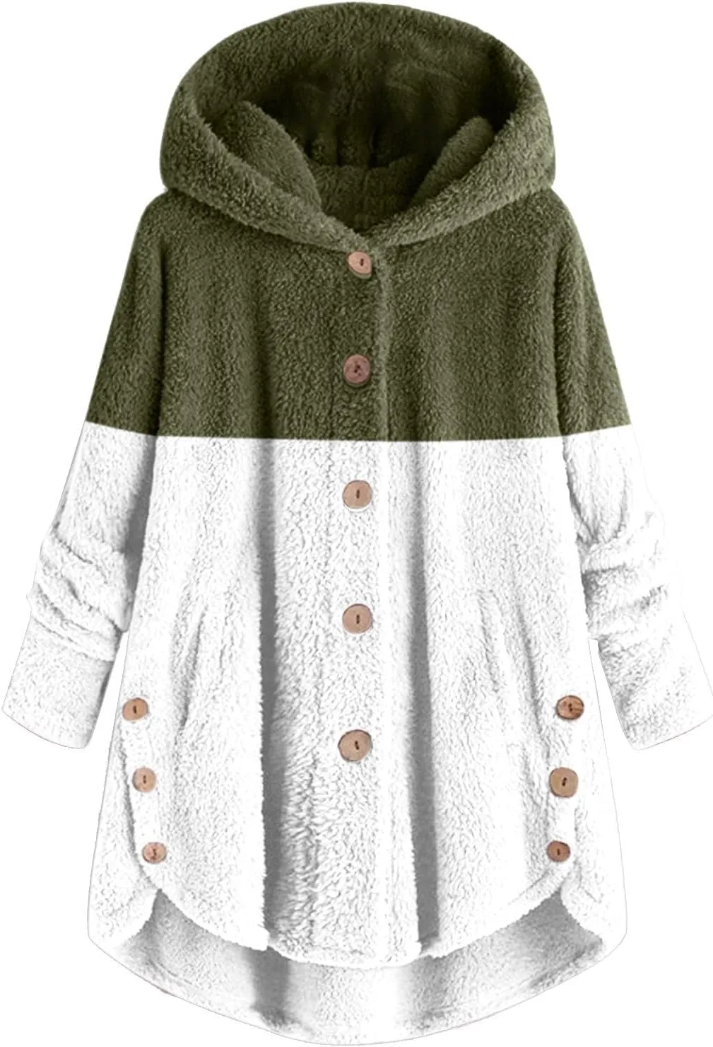 SHAOBGE Front Coat Women's Spliced Button Pocket Split Fashion Casual Long Sleeve Plush Coat Women plus Size Coats