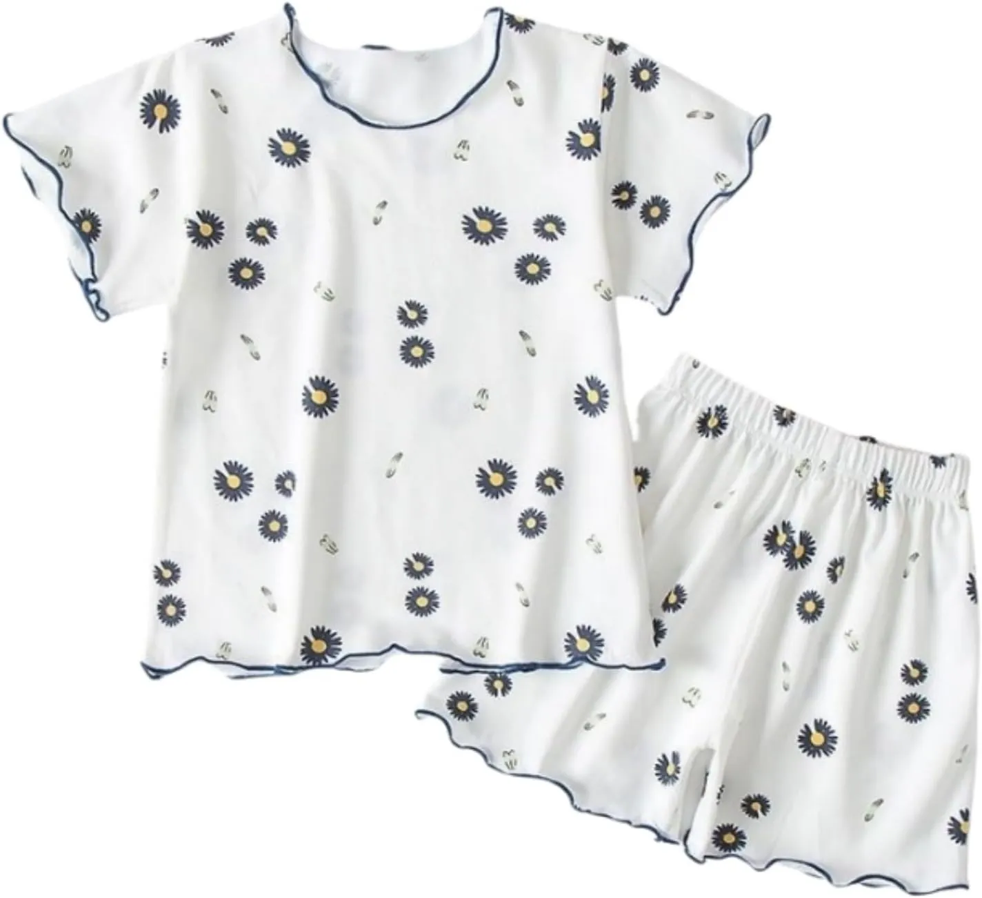 Short Sleeve Pajama Set 2 Piece Strawberry Print Lounge Sets Summer T Shirt Top and Shorts Pj Sets Soft Sleepwear