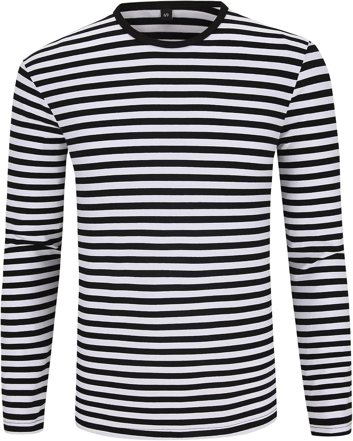 SHUIANGRAN Men's Striped T-Shirt Sport Cotton Shirts Classic Fit Casual Pullover Long/Short Sleeve Crew Neck Striped Shirts