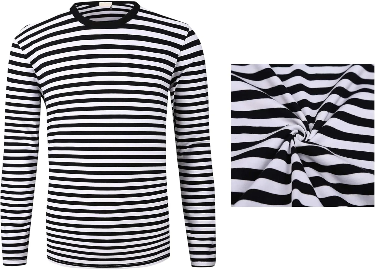 SHUIANGRAN Men's Striped T-Shirt Sport Cotton Shirts Classic Fit Casual Pullover Long/Short Sleeve Crew Neck Striped Shirts