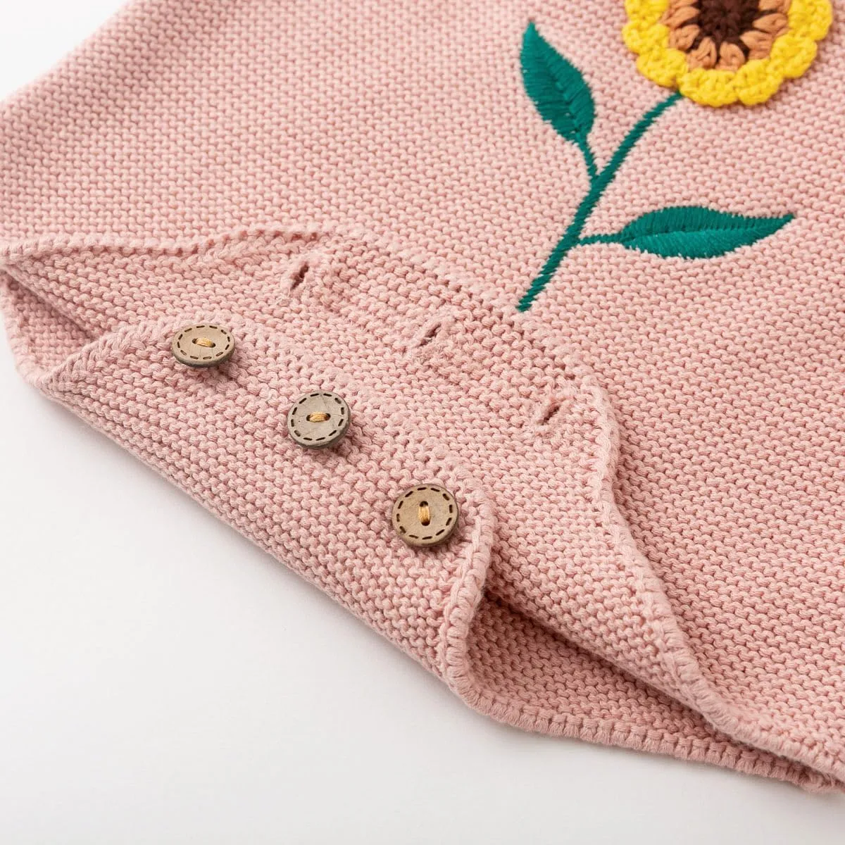 Simplee kids Baby Girls Sunflower Knit Rompers Knit Clothes for Newborn Baby Girls