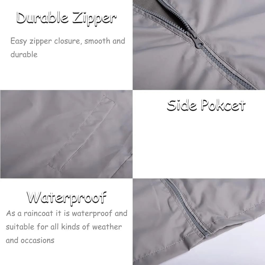 SNOW DREAMS Mens Rain Jacket Water Resistant Raincoat Lightweight Windbreaker Hooded Outerwear for Hiking Travel