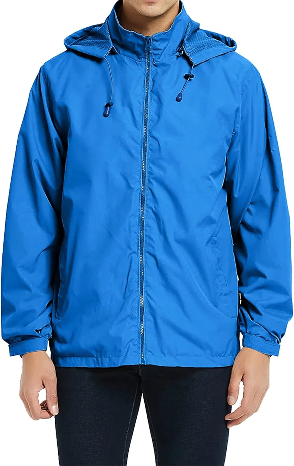 SNOW DREAMS Mens Rain Jacket Water Resistant Raincoat Lightweight Windbreaker Hooded Outerwear for Hiking Travel