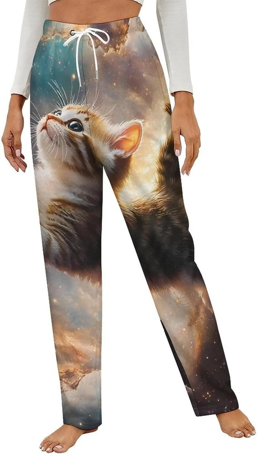 Spaces Taco Cat Women's Pajama Pants Fleece Warm Pj Bottoms Sleepwear Lounge Pants Loungewear