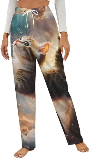 Spaces Taco Cat Women's Pajama Pants Fleece Warm Pj Bottoms Sleepwear Lounge Pants Loungewear