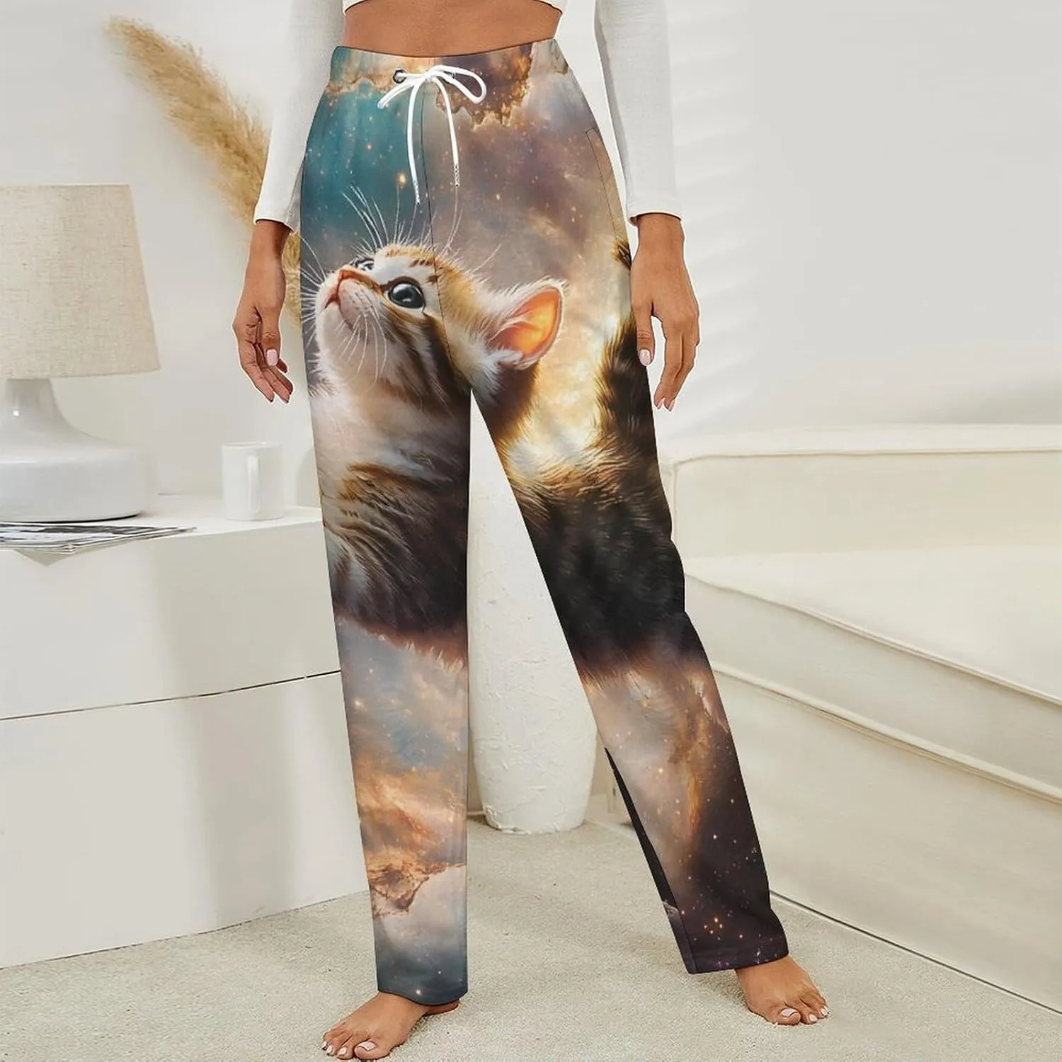 Spaces Taco Cat Women's Pajama Pants Fleece Warm Pj Bottoms Sleepwear Lounge Pants Loungewear