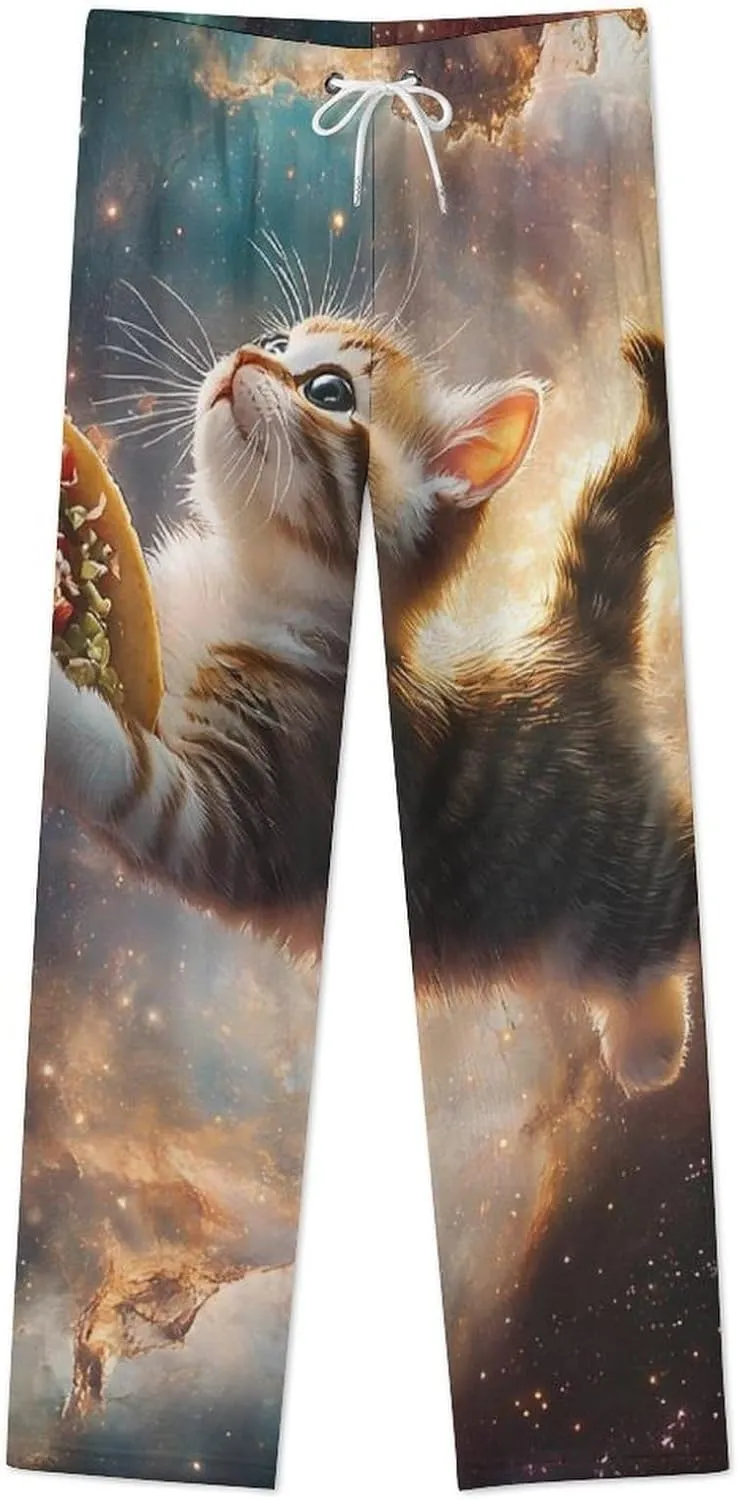 Spaces Taco Cat Women's Pajama Pants Fleece Warm Pj Bottoms Sleepwear Lounge Pants Loungewear