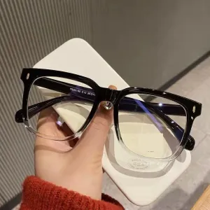 Square Oversized Computer Readers Anti Eye Strain Eyewear Blue Light Blocking Reading Glasses Flat Light Mirror (Color : Fade to-Black, Size :  100)