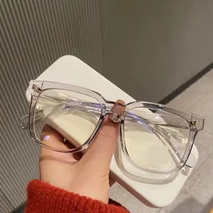 Square Oversized Computer Readers Anti Eye Strain Eyewear Blue Light Blocking Reading Glasses Flat Light Mirror (Color : Gray, Size :  100)
