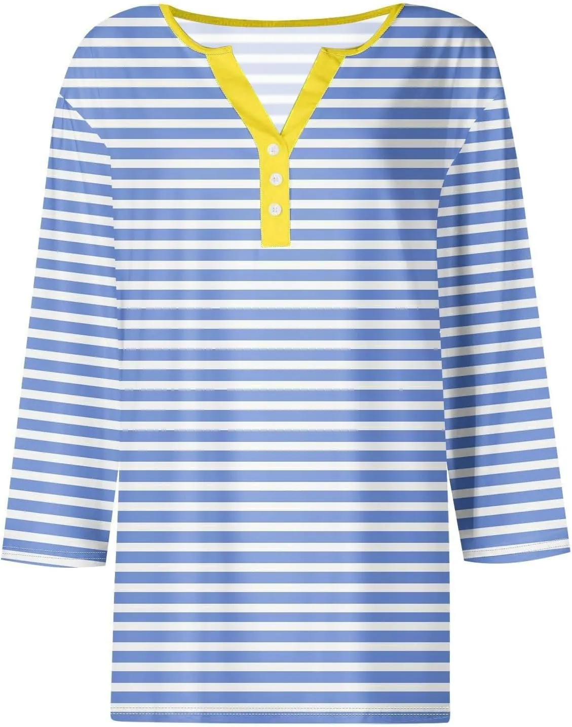 Striped Shirt Women Oversized Color Block Long Sleeve Sweatshirt Pullover Slim Henley Collar Tops Blouse Basic Tee