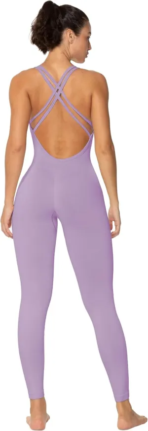 Sunzel Jumpsuits for Women Backless, Seamless Workout One Piece Bodycon Romper Scoop Neck, Butt Scrunch Leggings Unitard