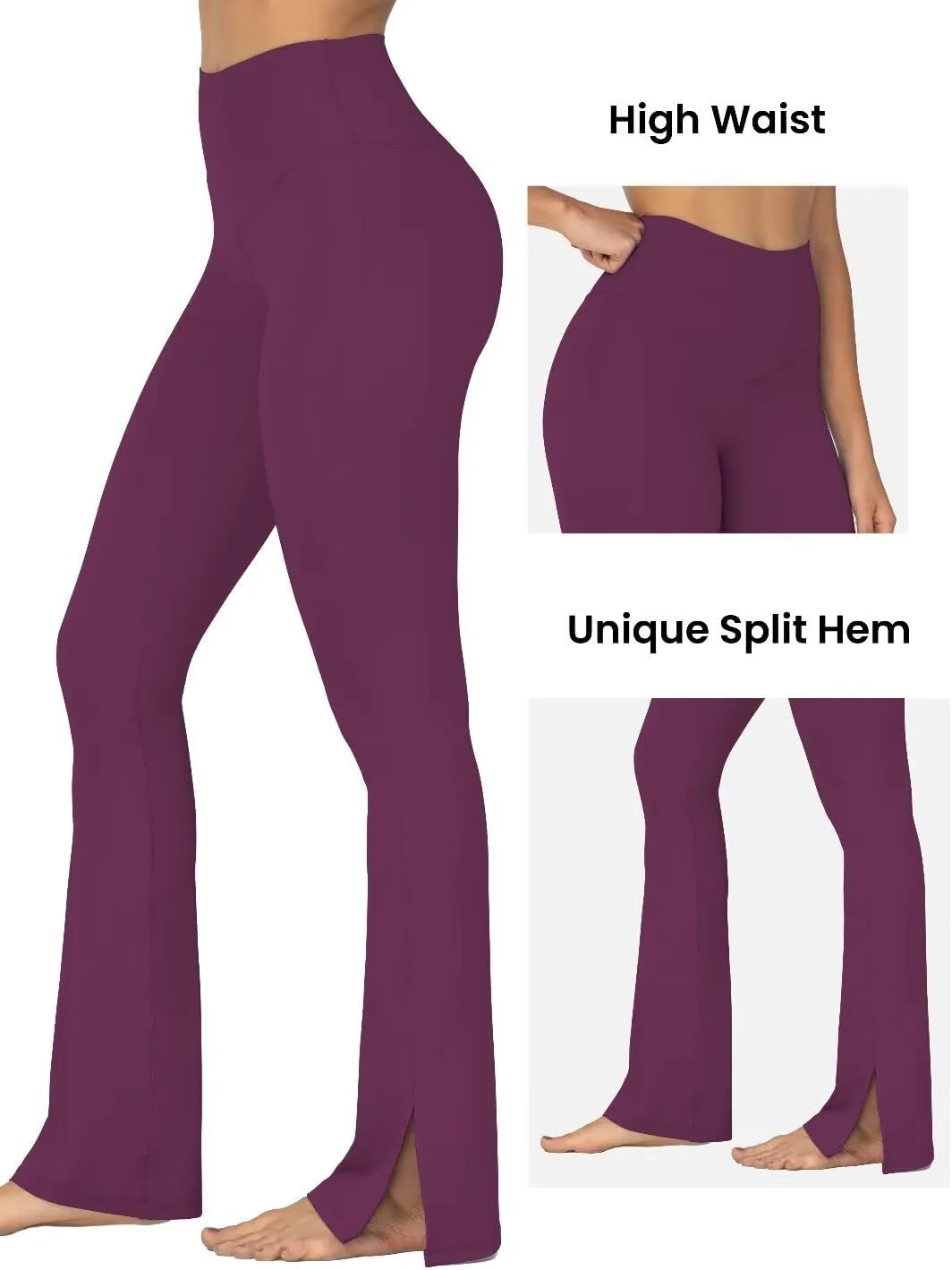 Sunzel Sunzfly Split Hem Flare Leggings for Women, High Waisted Casual Bootcut Flared Yoga Pants with Tummy Control