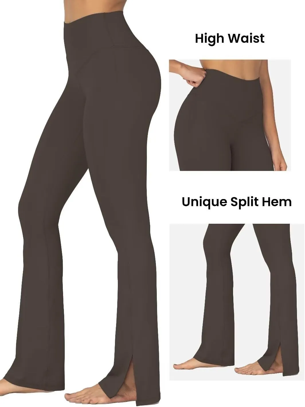Sunzel Sunzfly Split Hem Flare Leggings for Women, High Waisted Casual Bootcut Flared Yoga Pants with Tummy Control