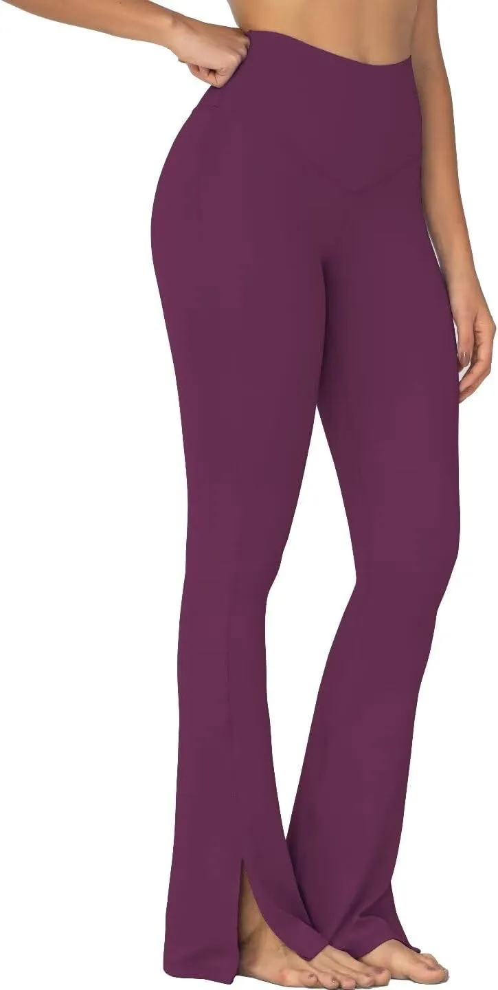 Sunzel Sunzfly Split Hem Flare Leggings for Women, High Waisted Casual Bootcut Flared Yoga Pants with Tummy Control