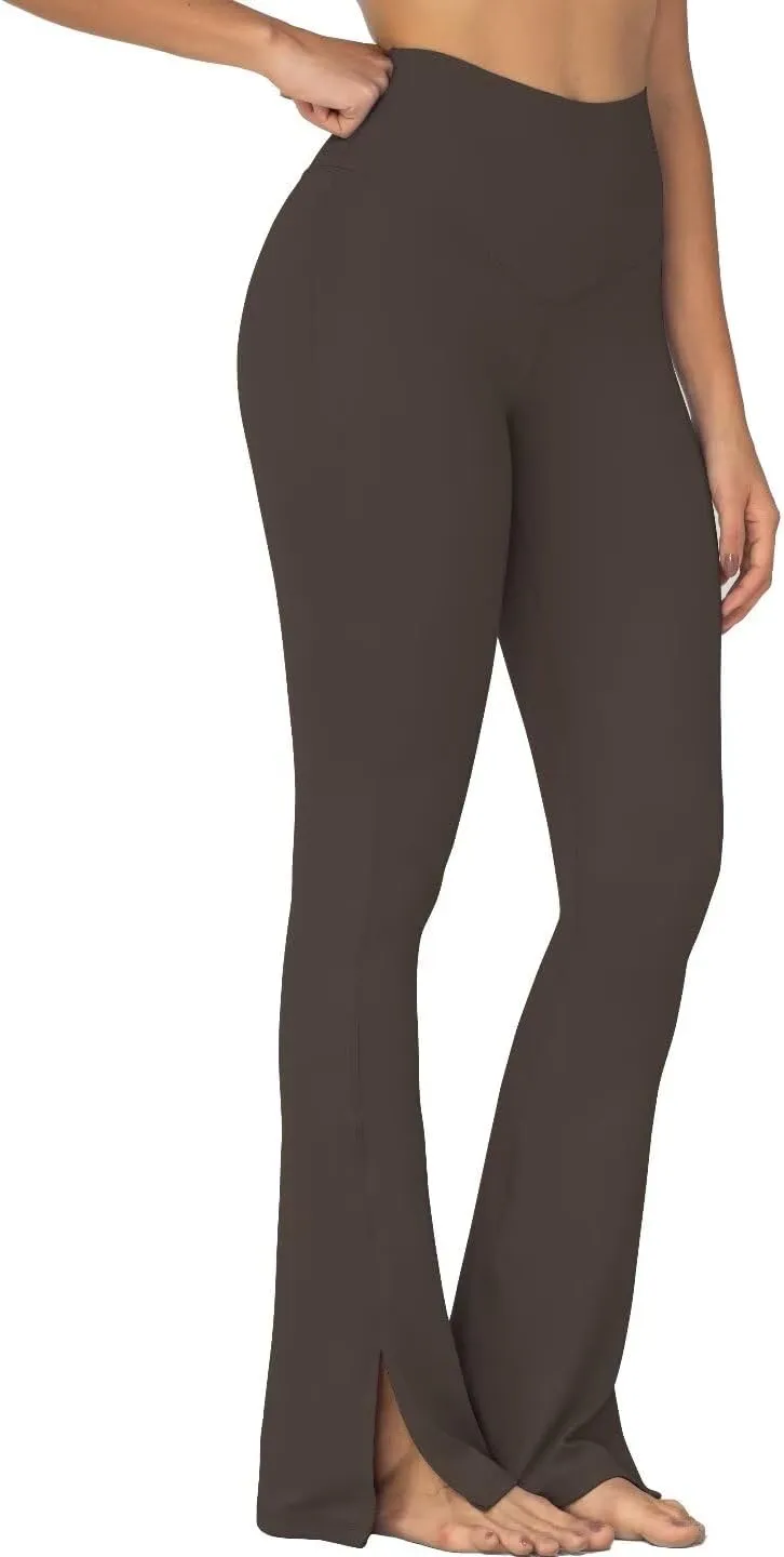 Sunzel Sunzfly Split Hem Flare Leggings for Women, High Waisted Casual Bootcut Flared Yoga Pants with Tummy Control