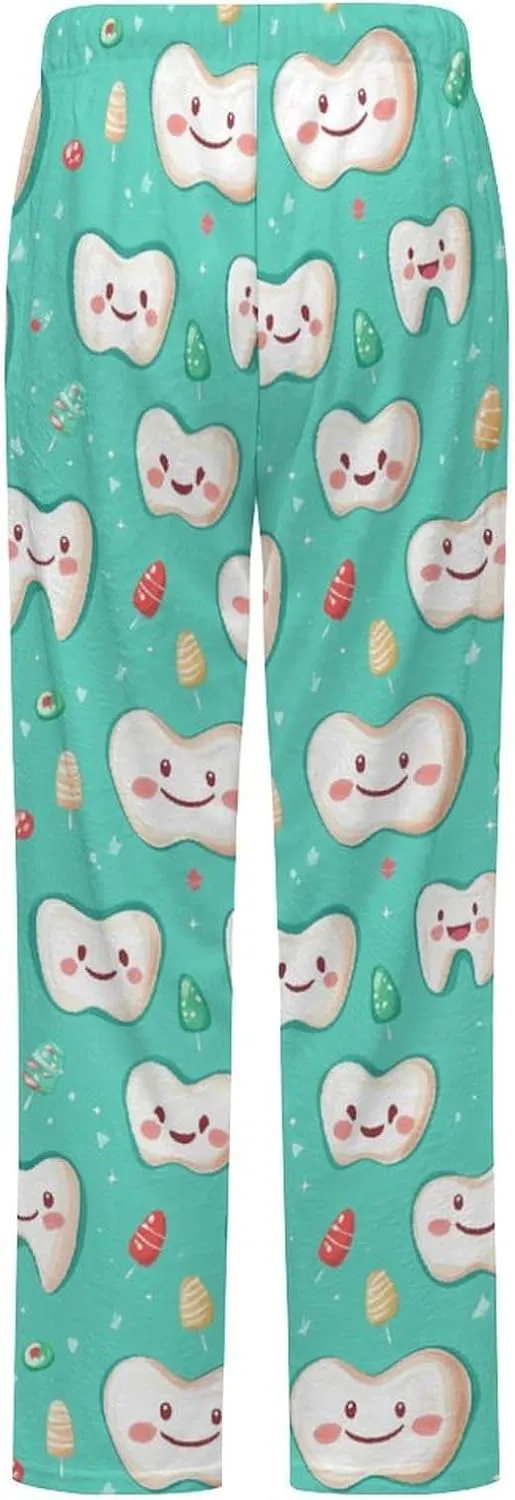 Teeth Pattern Women's Pajama Pants Fleece Warm Pj Bottoms Sleepwear Lounge Pants Loungewear