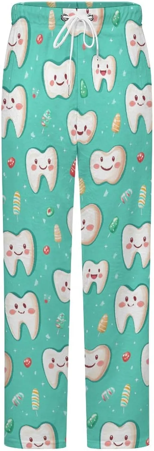 Teeth Pattern Women's Pajama Pants Fleece Warm Pj Bottoms Sleepwear Lounge Pants Loungewear