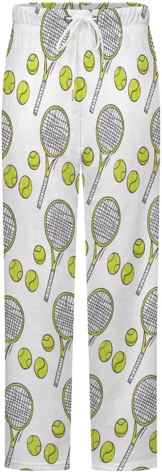 Tennis Pattern Women's Pajama Pants Fleece Warm Pj Bottoms Sleepwear Lounge Pants Loungewear