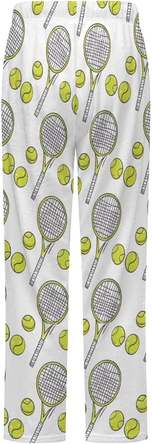 Tennis Pattern Women's Pajama Pants Fleece Warm Pj Bottoms Sleepwear Lounge Pants Loungewear