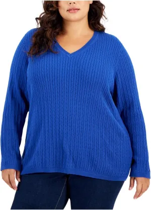 Tommy Hilfiger Womens Cable-Knit Knit Sweater