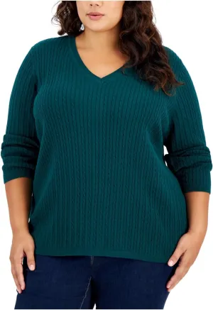 Tommy Hilfiger Womens Cable-Knit Knit Sweater