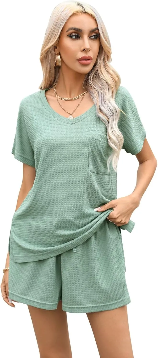 Two Piece Set For Women Summer Lounge Sets Tracksuit Outfits And Short Sleeve T-shirt Tops and Shorts