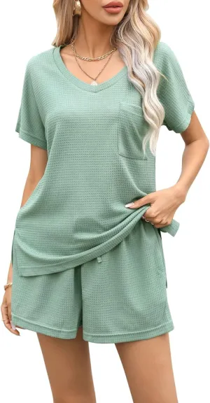 Two Piece Set For Women Summer Lounge Sets Tracksuit Outfits And Short Sleeve T-shirt Tops and Shorts