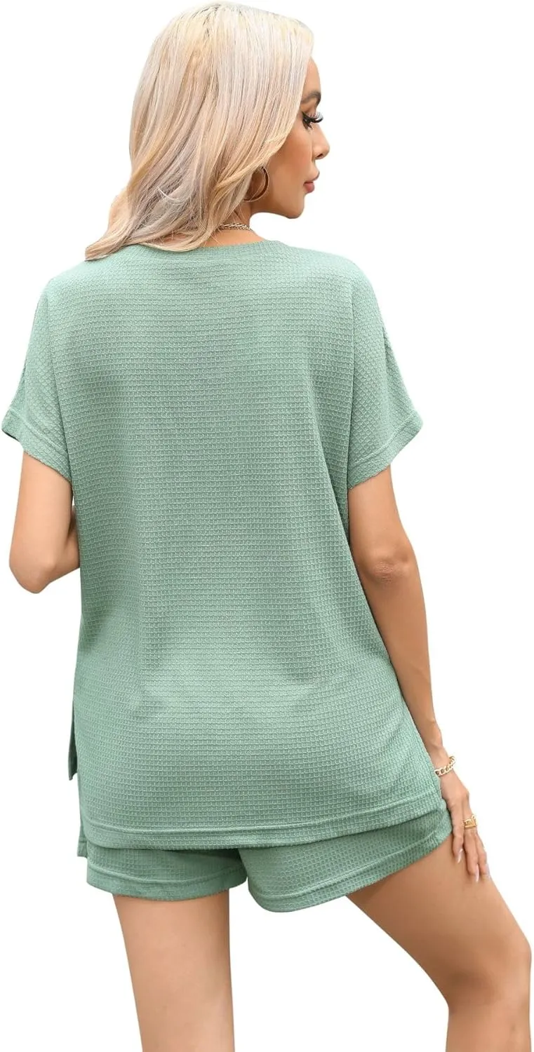 Two Piece Set For Women Summer Lounge Sets Tracksuit Outfits And Short Sleeve T-shirt Tops and Shorts