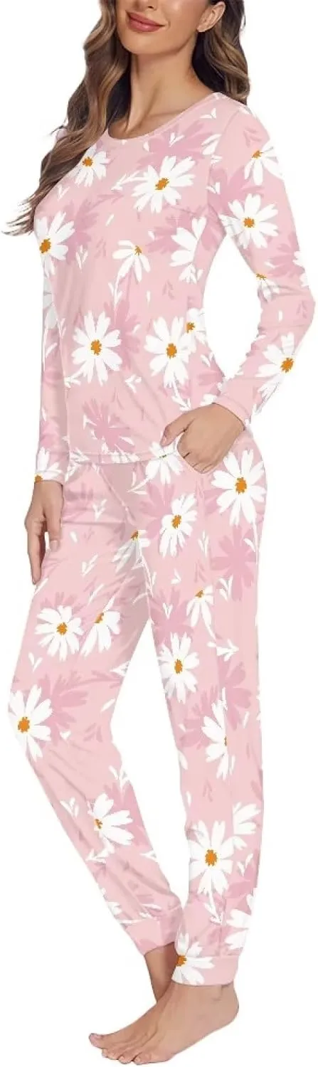 Uasibuni Women Fall Pajamas Soft Sleepwear Top with Pants Ladies Pajamas Sets