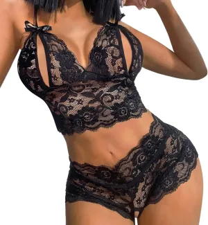Underwear Women Sexy Lace Lingerie Sexy Lingerie Set Two Piece Lace Bra Panty Set Bralette Sleepwear Lingerie Woman