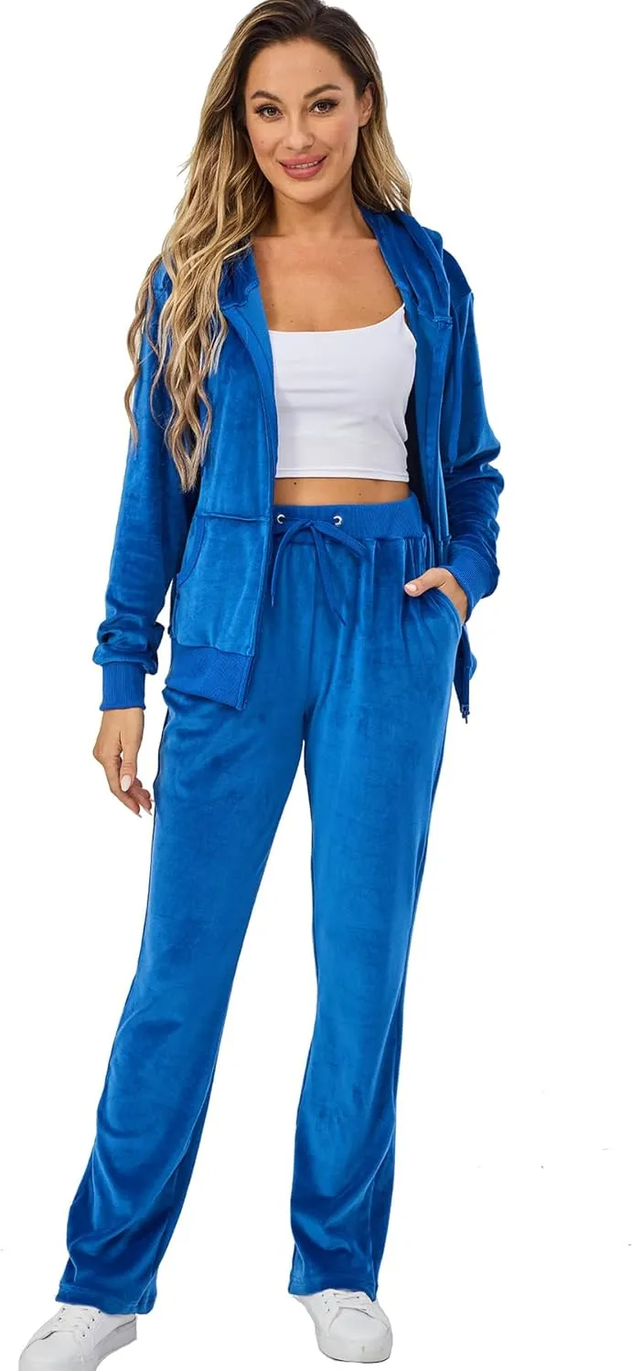 Velour Track Suits for Women Set Fall Sweatsuits 2 Piece