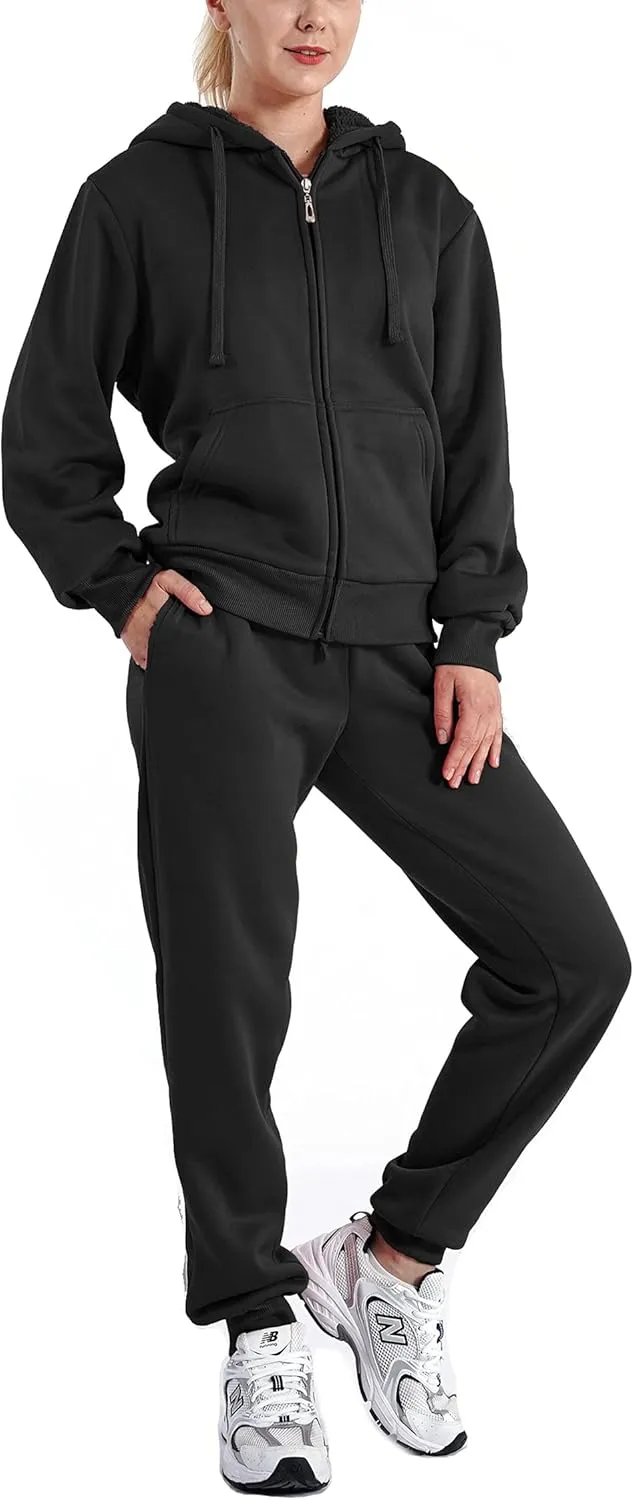 Velour Tracksuit Womens Sweatsuit Set - Athletic Zip Up Hoodies and Sweatpants Outfits with Stripes