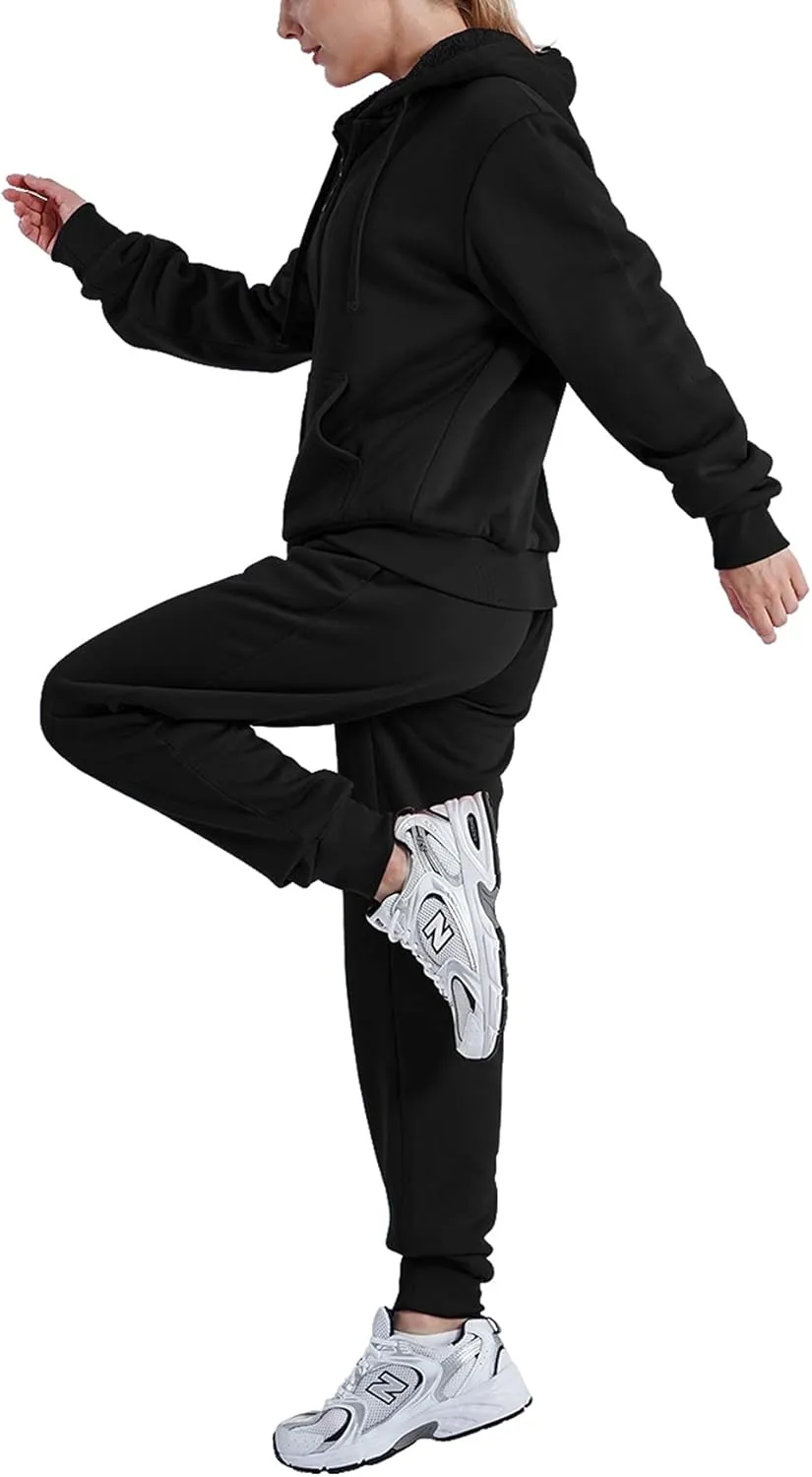 Velour Tracksuit Womens Sweatsuit Set - Athletic Zip Up Hoodies and Sweatpants Outfits with Stripes