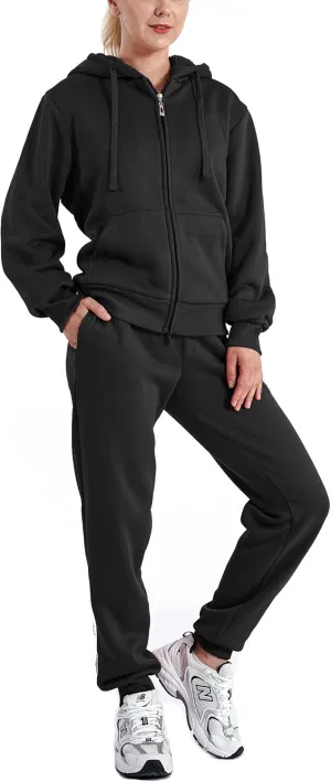 Velour Tracksuit Womens Sweatsuit Set - Athletic Zip Up Hoodies and Sweatpants Outfits with Stripes