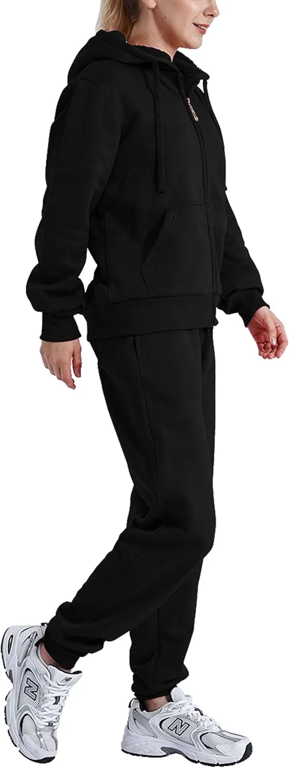 Velour Tracksuit Womens Sweatsuit Set - Athletic Zip Up Hoodies and Sweatpants Outfits with Stripes