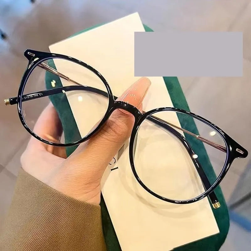 VENOAL Anti UV Presbyopia Round TR Large Frame Computer Reader Anti Blue Light Lenses Blue Light Blocker (Color : Black-Gold, Size :  0.00)