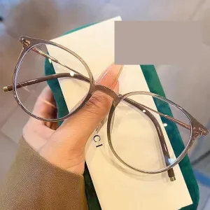 VENOAL Anti UV Presbyopia Round TR Large Frame Computer Reader Anti Blue Light Lenses Blue Light Blocker (Color : Tea-Gold, Size :  0.00)