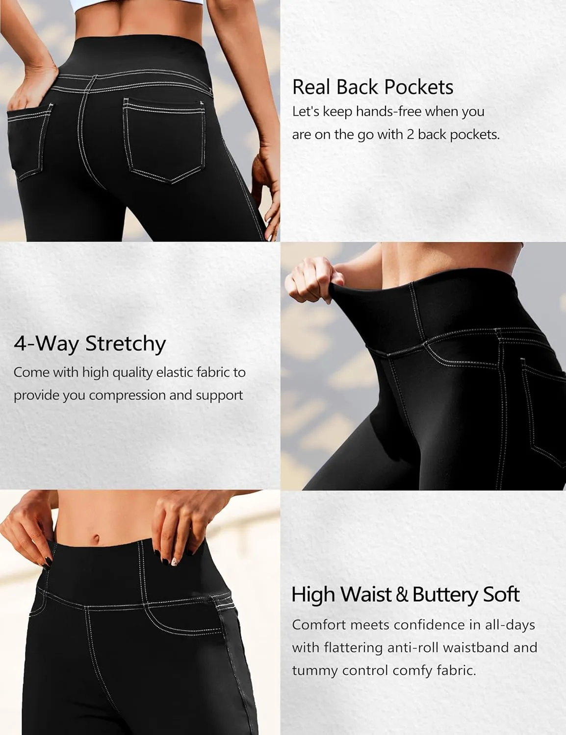 VOOVEEYA Capri Leggings for Women, High Waisted Yoga Pants with Back Pockets Crop Workout Capris Pants