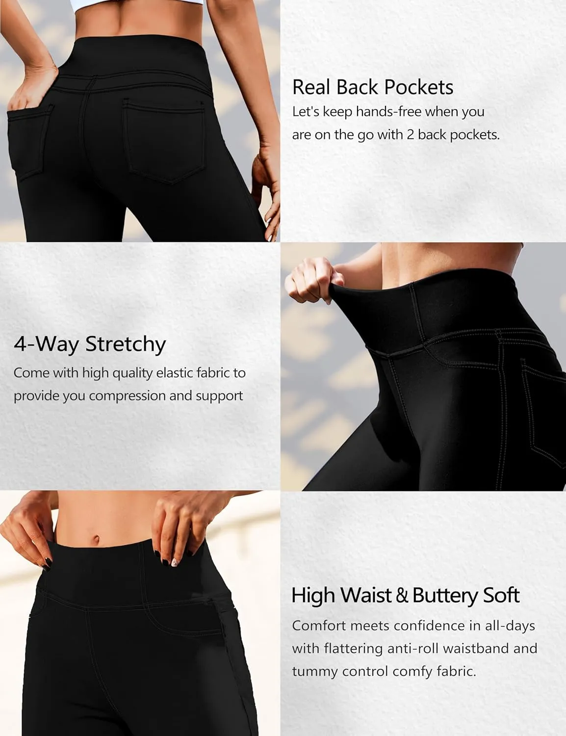 VOOVEEYA Capri Leggings for Women, High Waisted Yoga Pants with Back Pockets Crop Workout Capris Pants