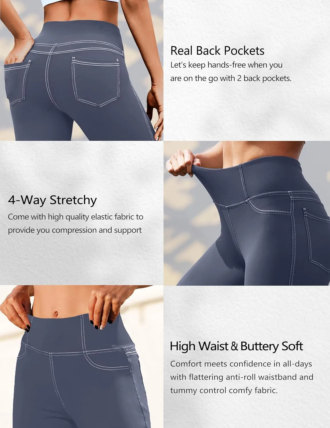 VOOVEEYA Capri Leggings for Women, High Waisted Yoga Pants with Back Pockets Crop Workout Capris Pants