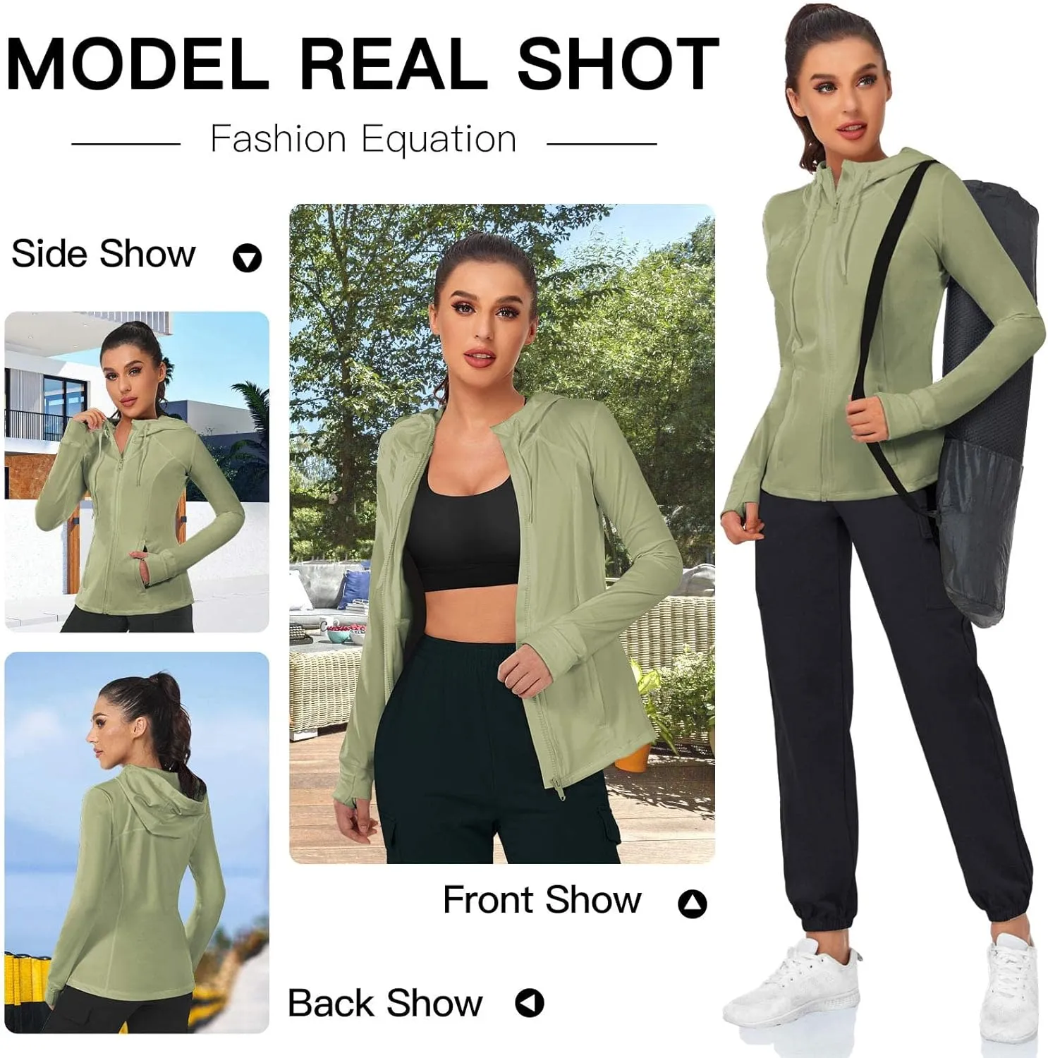 VUTRU Women's Full Zip Up Workout Hoodie Athletic Running Track Jacket