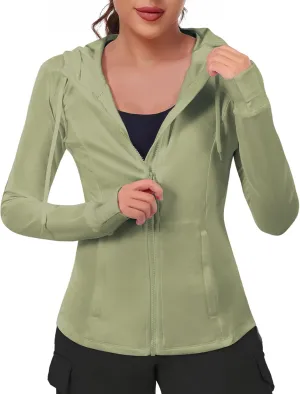VUTRU Women's Full Zip Up Workout Hoodie Athletic Running Track Jacket