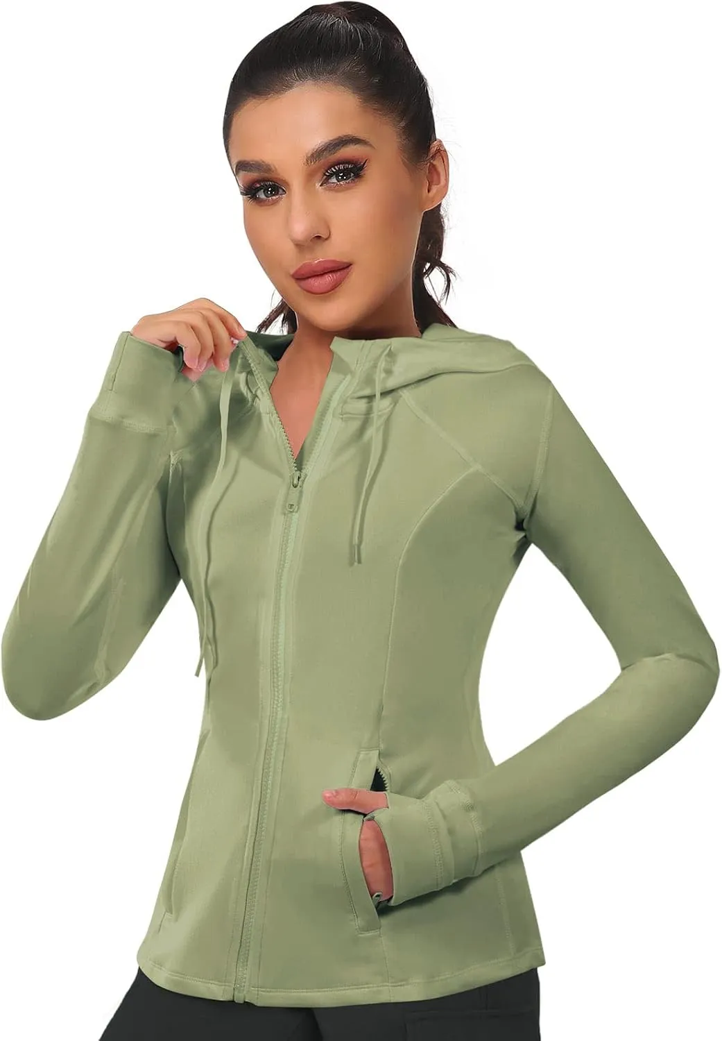 VUTRU Women's Full Zip Up Workout Hoodie Athletic Running Track Jacket
