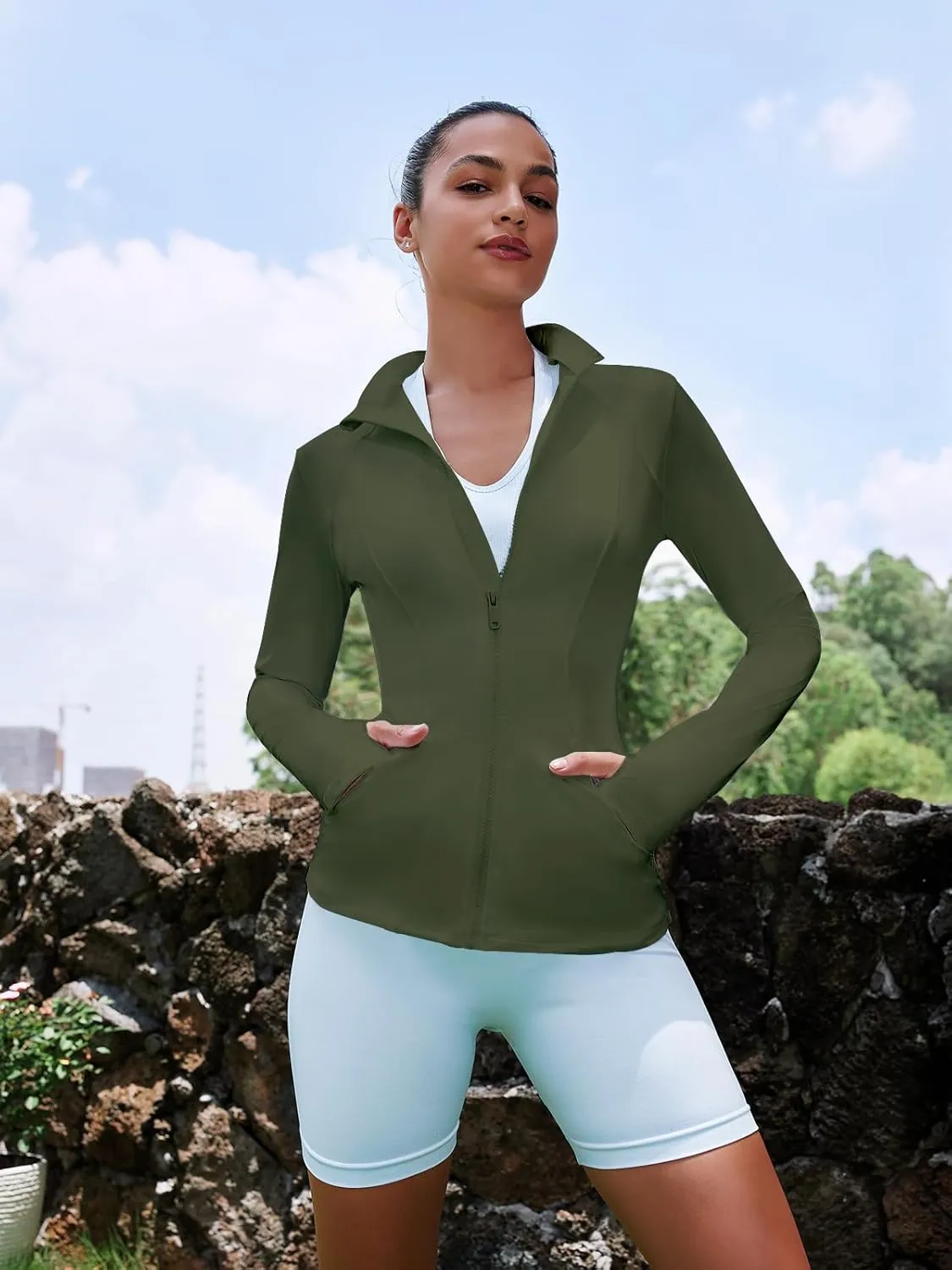 VUTRU Women's Workout Yoga Jacket Full Zip Running Track Jacket