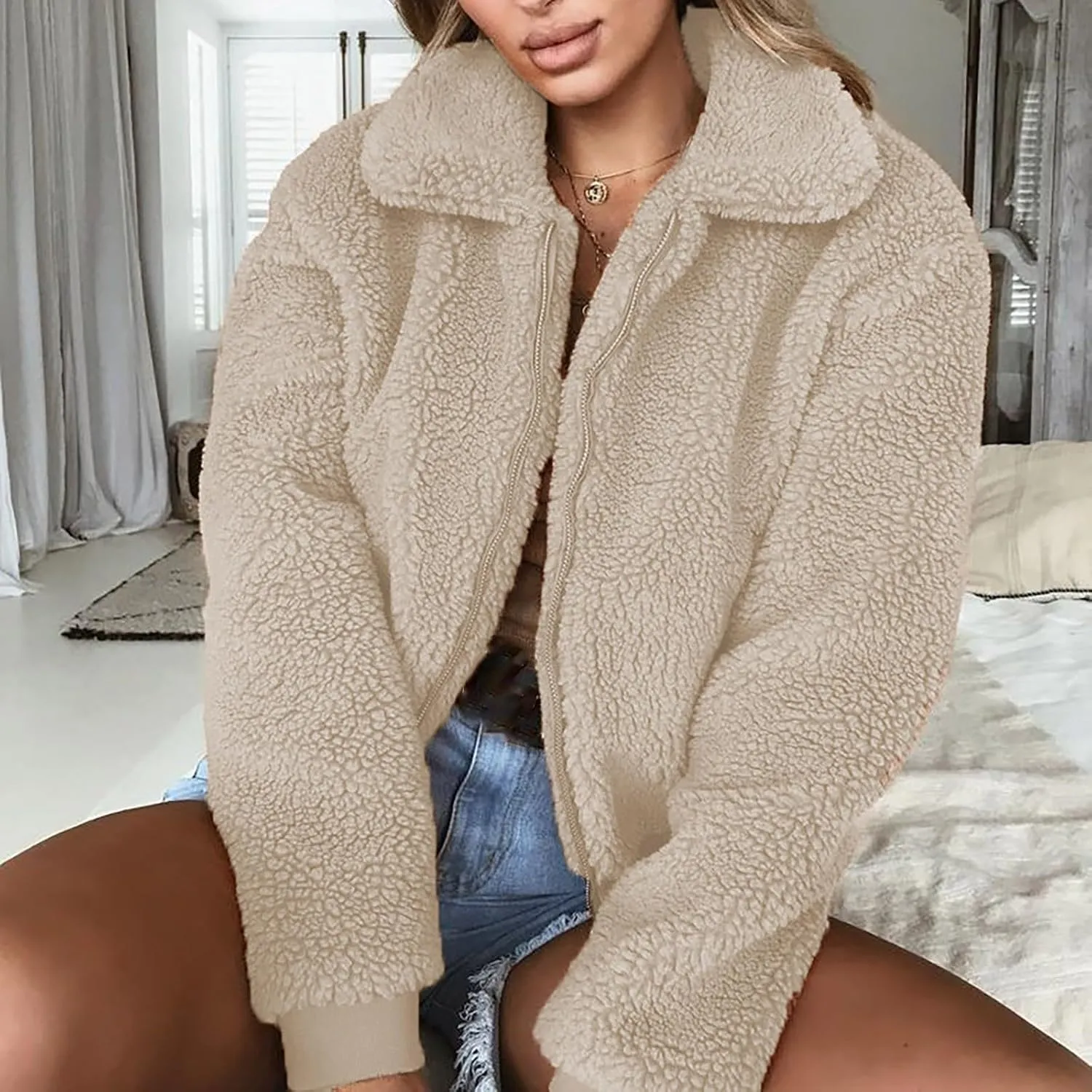 Warm Snow Fleece Winter Jacket Winter Warm Wool Overcoat Cotton Overcoat Overcoat Pullover Sherpa Fleece Zip Up